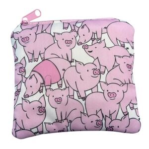 Handmade Cute Pink Pig Coin Purse Pouch Zipper Small Bag 5 in x 5 in Women NEW